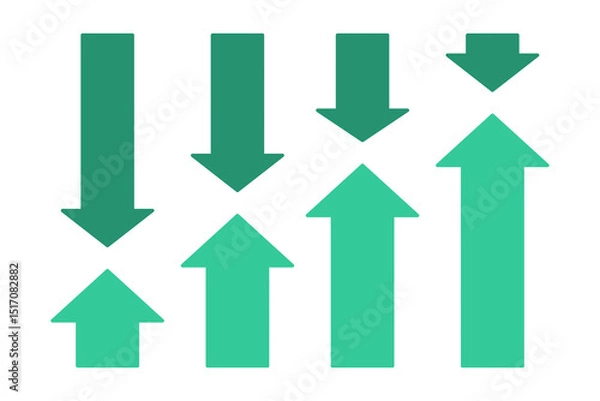 Obraz 長さの違うグリーンの矢印アイコンセット