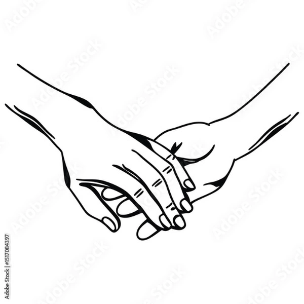 Fototapeta Intertwined Fingers Line Art Symbolizing Unity and Support