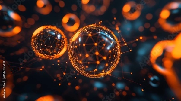 Fototapeta Abstract spheres with interconnected network