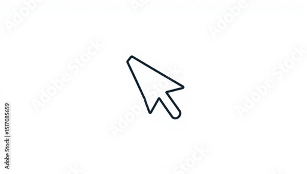 Fototapeta Outline of a mouse cursor pointing upwards on a white background in a simple vector graphic style created with generated ai