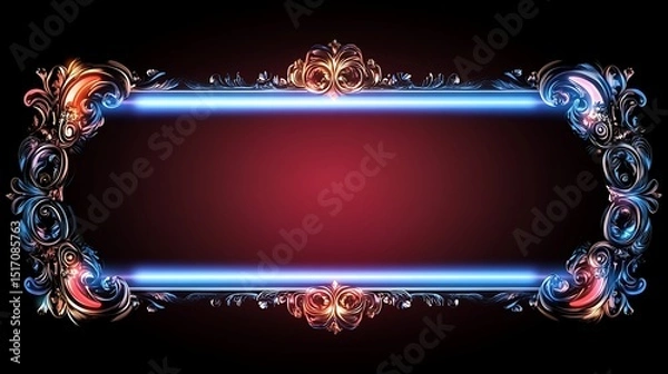 Obraz Ornate banner with neon light