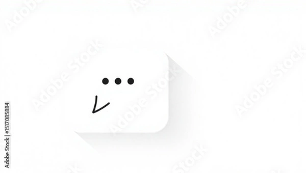 Fototapeta White square with rounded corner displaying three dots and a checkmark on a plain white background created with generated ai