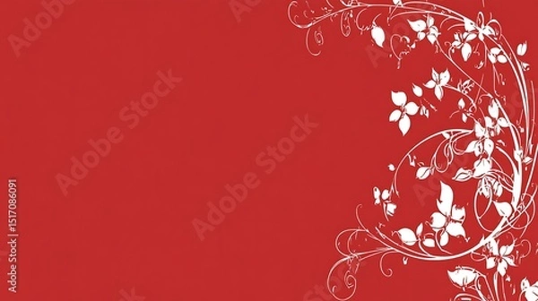 Obraz Red background with white floral design