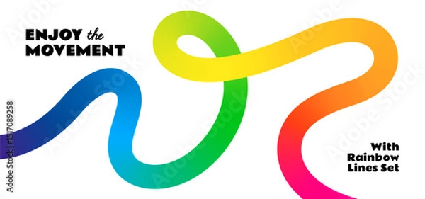 Fototapeta Abstract Color Wave Shape with Gradient on a White Background. Vector Rainbow Ribbon Pattern. Wavy Gradient Geometric Line. Fluid Graphic Design.