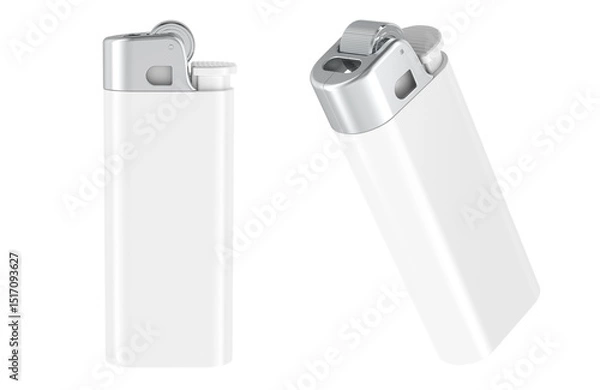 Obraz 3D disposable blank lighter mockup for branding and design template, multiple angles. 3D rendering isolated on transparent background