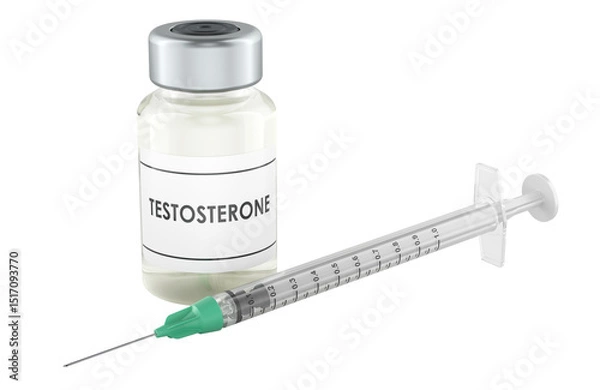 Obraz Testosterone vial and syringe, 3D rendering isolated on transparent background