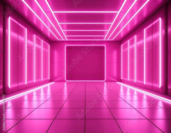 Obraz Pink neon tunnel interior