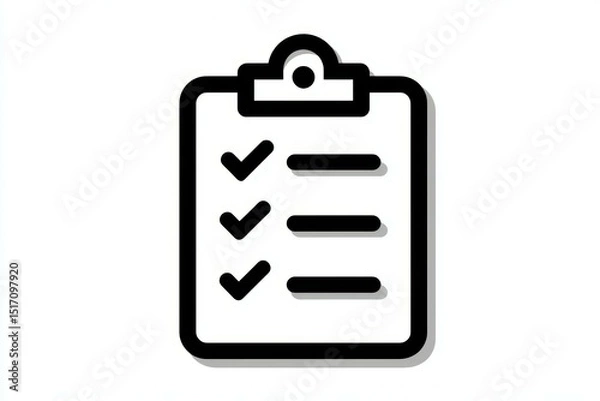 Fototapeta Checklist icon with three checkmarks on clipboard