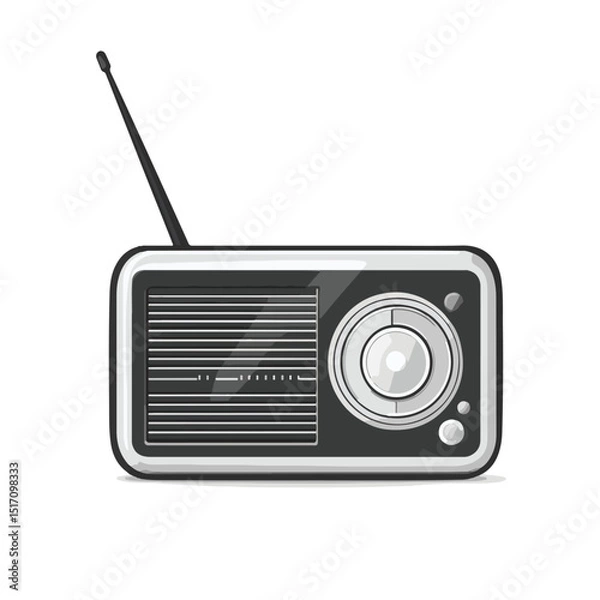 Obraz Small Radio with Antenna Icon Vector Illustration for Communication Designs
