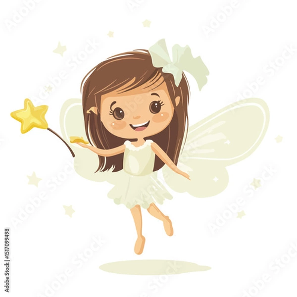 Obraz Charming Tooth Fairy Cartoon Vector Illustration for Children's Book Illustrations and Fairy Tale Designs
