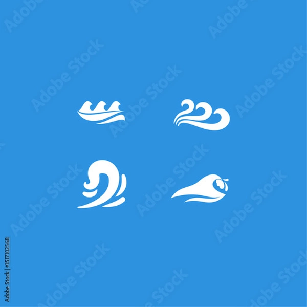 Obraz Water waves Icon set flat vector design
