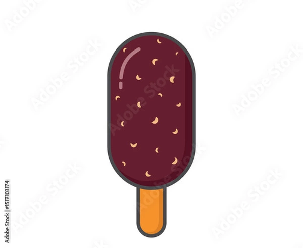 Obraz Ice cream in chocolate glaze with nuts. Cold dessert and summer food. Isolated vector image