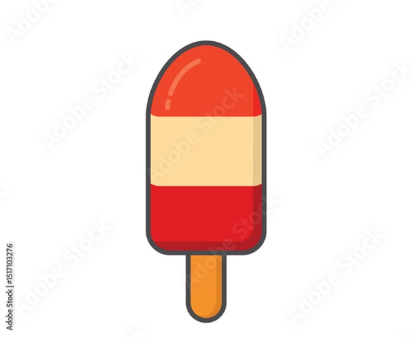 Obraz Red white ice lolly illustration. Ice cream, cold fruity dessert and summer food. Isolated vector image