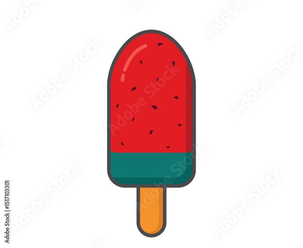 Obraz Red green ice lolly. Ice cream, cold fruity dessert and summer food. Isolated vector image