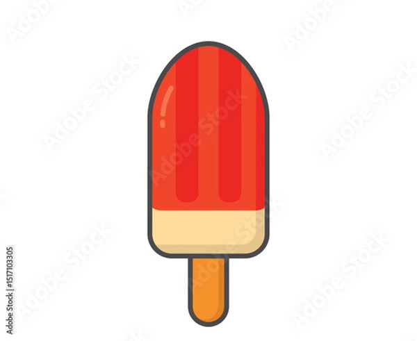 Obraz Red white ice lolly. Ice cream, fruity dessert and summer cool food. Isolated vector image