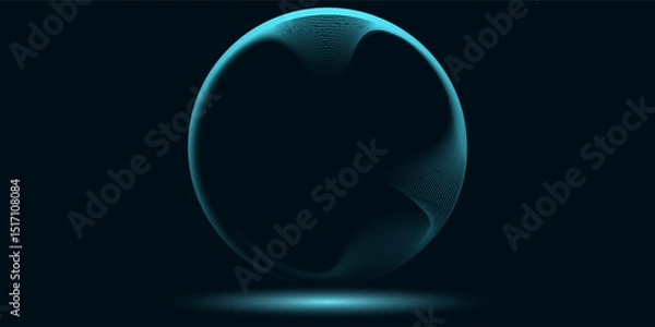 Obraz Abstract blue glowing geometric lines on dark blue background. Modern shiny blue circle lines pattern. Futuristic technology concept. Suit for cover, poster,