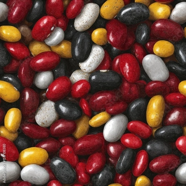 Fototapeta seamless background a vibrant collection of beans in various colors and textures fills the canvas. appearance showcases rich detail variety, perfect for use.