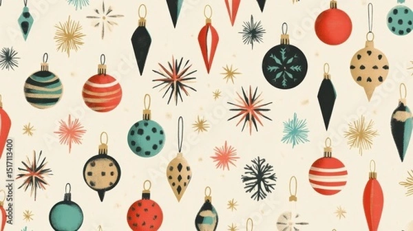 Obraz Festive Christmas ornament pattern.