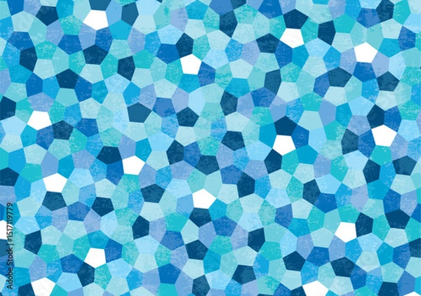 Fototapeta 五角形をランダムに組み合わせた幾何学模様青