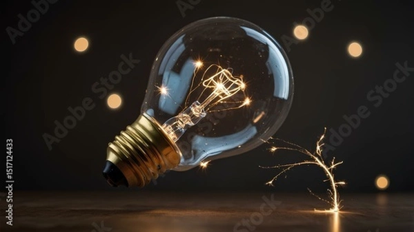 Obraz A fun-loving light bulb hopping around