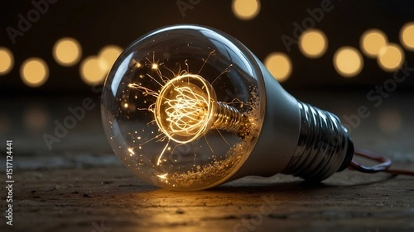 Obraz A fun-loving light bulb hopping around