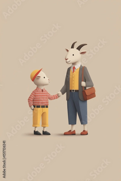 Obraz goat holding hands