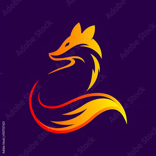 Fototapeta Modern abstract fox logo design with a dynamic gradient color scheme for branding purposes.