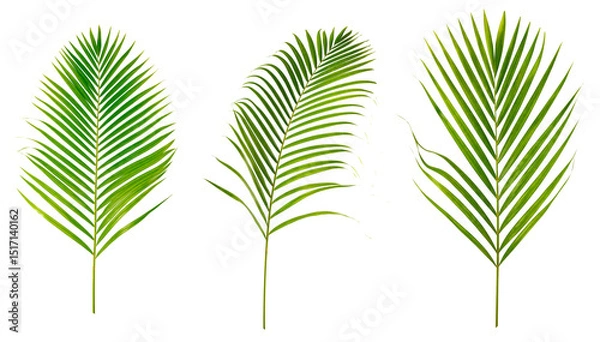 Obraz Set of palm leaves isolated on white background.