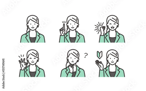 Obraz 若いビジネスウーマンのいろいろな表情 ベクターイラスト素材