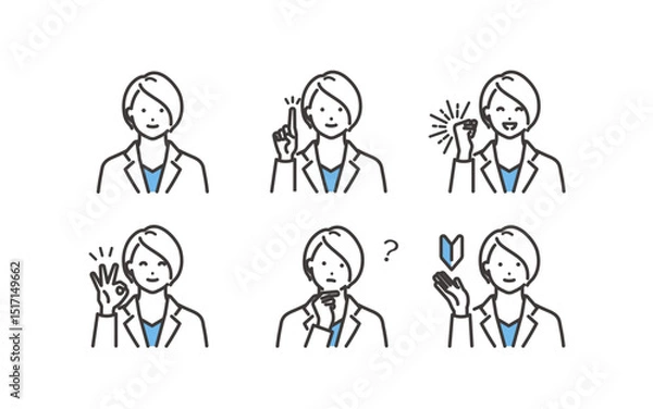 Obraz 若い女医のいろいろな表情 ベクターイラスト素材