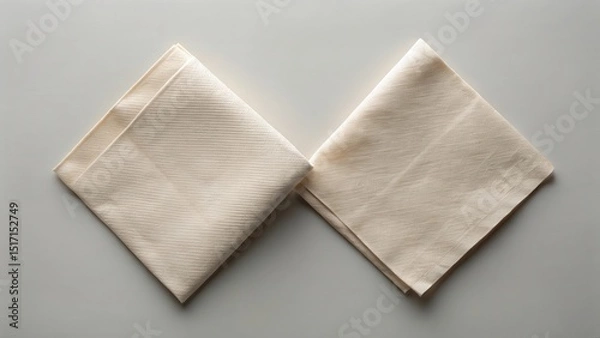 Fototapeta Two paper napkins folded neatly on a clean surface