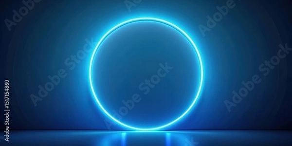 Fototapeta Glowing blue oval shape minimalist abstract art illumination modern wallpaper background, pattern, illumination,  pattern