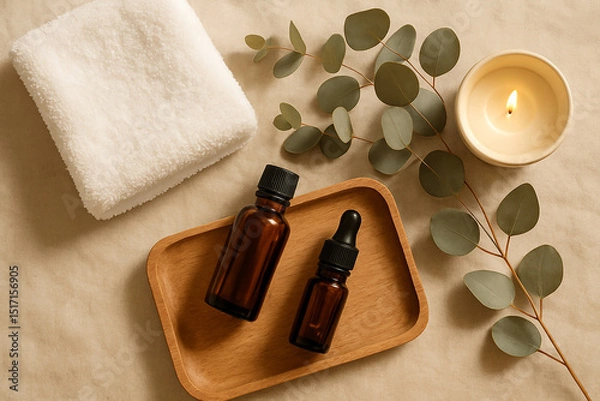 Fototapeta spa still life with essential oils