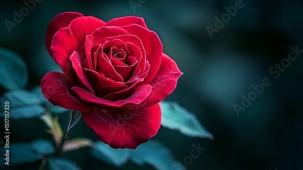 Fototapeta Vibrant red flower in full bloom, detailed petals, softly blurred natural background