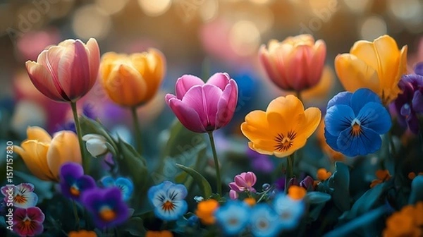 Fototapeta Vibrant Spring Flowers in Bloom