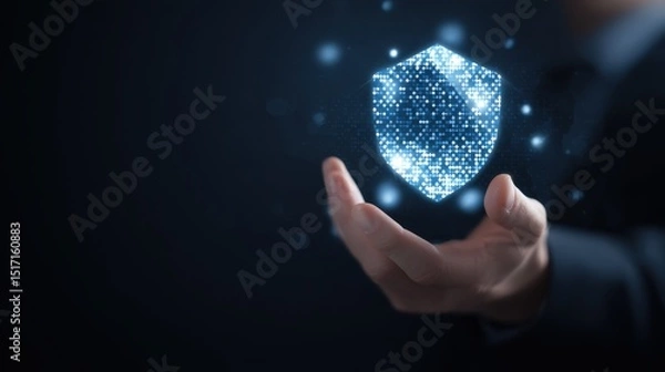 Obraz Hand Holding Digital Shield Offering Comprehensive Tech Security Solutions A Secure Digital Privacy Concept For Data Protection