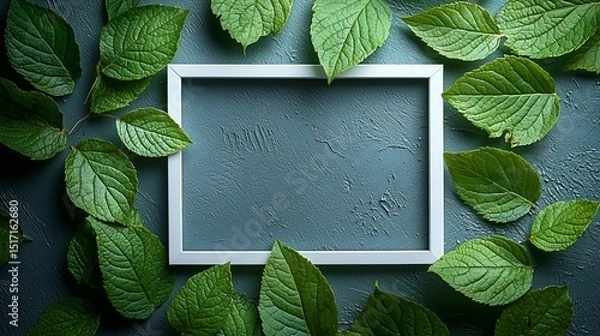 Fototapeta White Frame Surrounded by Greenery