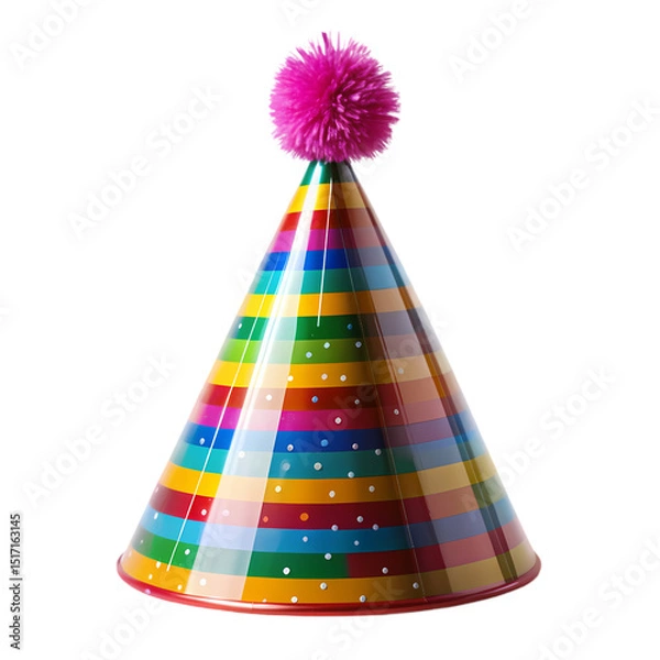 Obraz Rainbow Party Hat with Pink PomPom