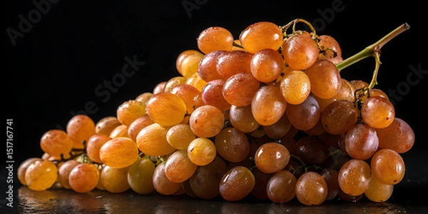 Obraz ripe grapes in black background