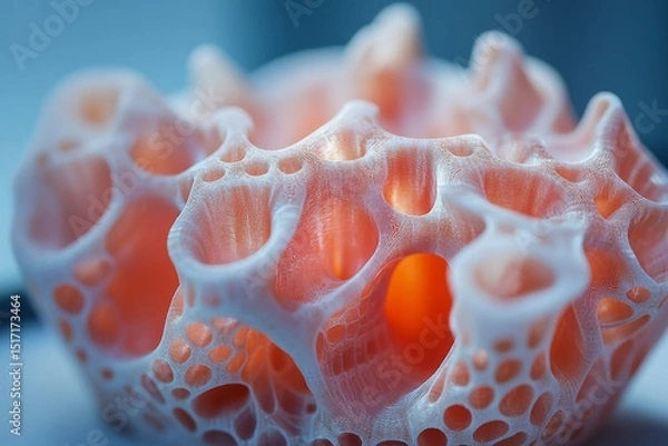 Fototapeta Macro photo of bright coral structure under ocean water with vivid textures