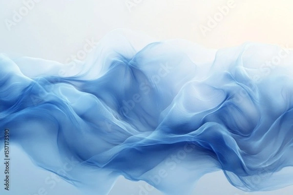 Fototapeta Abstract artistic background with flowing blue smoke texture on white