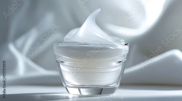 Fototapeta Macro shot of a skincare gel texture suspended in a clear glass vessel.