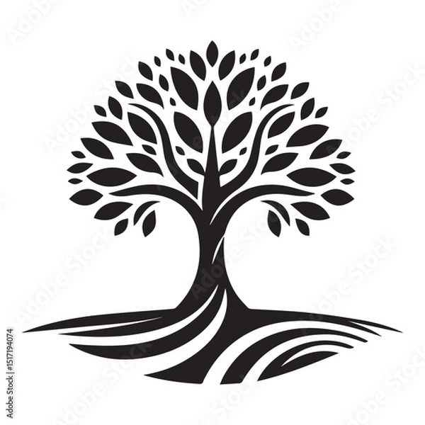 Fototapeta tree silhouette, editable vector image