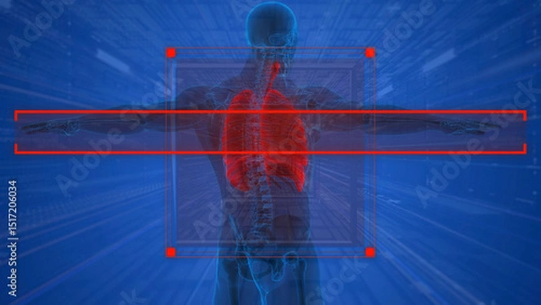 Obraz Pulmonary function. Lungs. Ribs and human respiration.