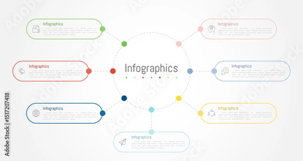 Fototapeta Infographic 7 options design elements for your business data. Vector Illustration.
