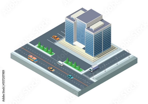 Fototapeta Isometric modern building