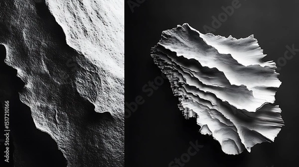 Fototapeta Abstract monochrome layered landscapes showcase unique textures and contrast