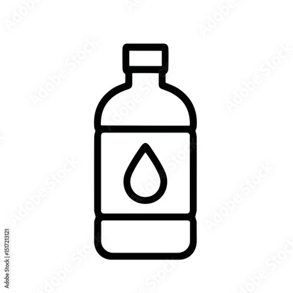 Fototapeta Simple Outline Water Bottle with Drop Symbol Healthcare Drink Icon