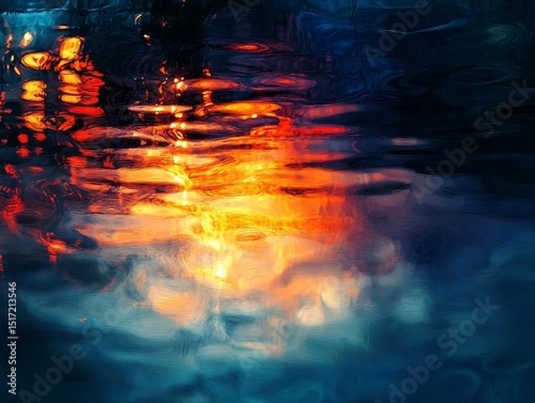 Fototapeta Abstract Water Reflections: A Dance of Color and Light on a Fluid Canvas