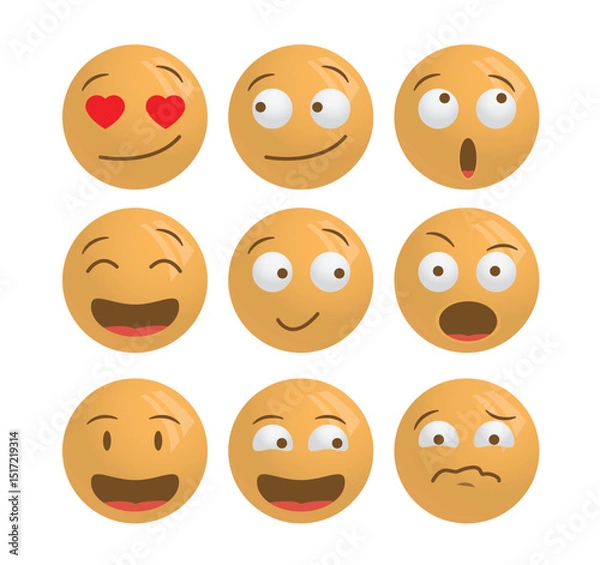 Fototapeta Emotional face emoji icons in different moods